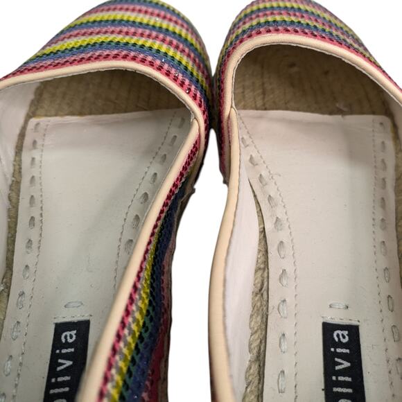 Alice + Olivia Espadrille Dalyn Platform Shoes 8 Crystal Rainbow Striped Slip On - Picture 10 of 12